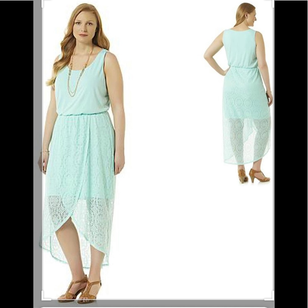 Simply Emma Boho Crochet Maxi Dress Blue Mint New.  High low, super cute!
